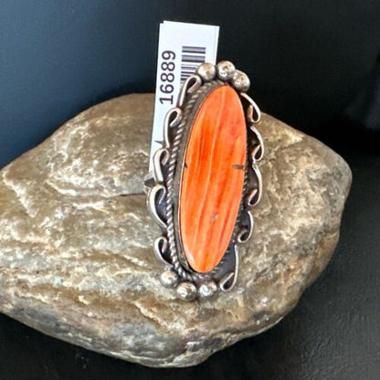 Native American Men's Spiny Oyster Ring | Navajo Sterling Silver | Sz 8.5 | 16889