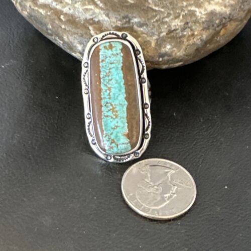 Navajo Blue Turquoise #8 Ring | Sterling Silver | Sz 10.5 | Authentic Native American Handmade | 16476