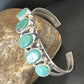 Women's Blue Turquoise 5-Stone Cuff Bracelet | Navajo Sterling Silver | Authentic Native American Jewelry | 16279