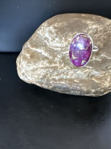 Navajo Purple Mojave Turquoise Ring | Sterling Silver | Sz 8 | Authentic Native American Handmade | 15604