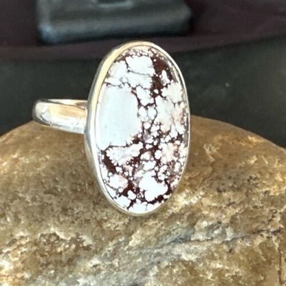 Men's and Women's Wild Horse Turquoise Ring | Navajo Sterling Silver | Sz 8 | 17360
