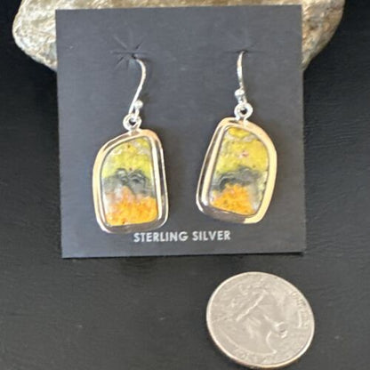 Navajo Bumblebee Jasper Earrings | Sterling Silver | Authentic Native American Handmade | 15811