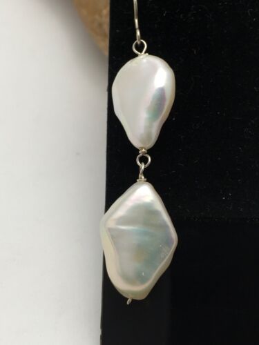 Handmade Sterling Silver Pearl Dangle Earrings | 1.5" | 03080