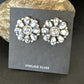 Women's Cluster White Buffalo Turquoise Earrings | Navajo Sterling Silver | Authentic Native American Handmade | 16343