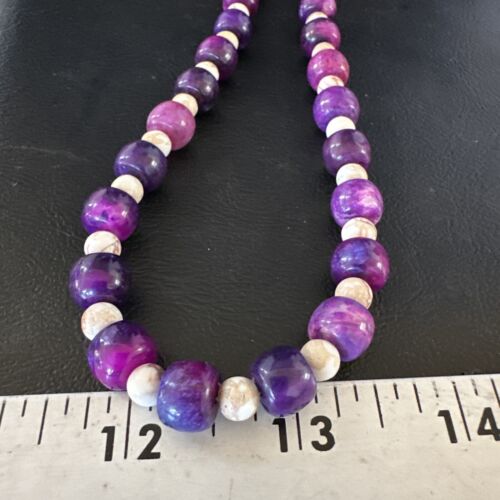 Navajo Purple Sugilite Bead Jasper Necklace | Sterling Silver | 29" | Authentic Native American Handmade | 15347