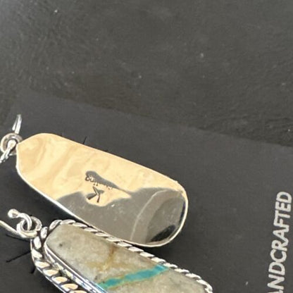 Women's Blue Boulder Turquoise Dangle Earrings | Navajo Sterling Silver | Authentic Native American Handmade | 16501