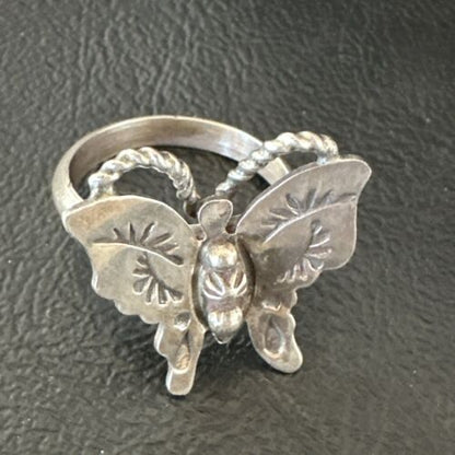 Navajo Sterling Silver Butterfly Ring | Sz 8.5 | Authentic Native American Handmade | 16973