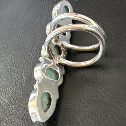 Navajo Blue Larimar Multi-Stone Ring | Authentic Native American Sterling Silver | Multi-Stone | Sz 8.5 | 15933