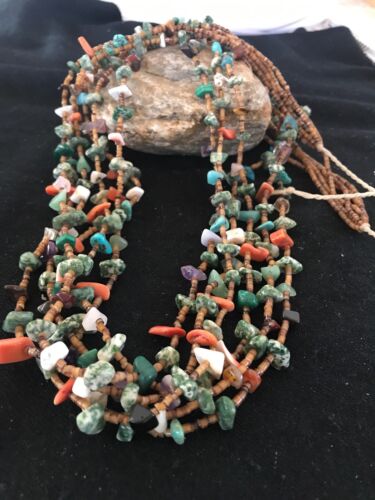 Santo Domingo Multi-Stone Bead Necklace | 32" | Authentic Native American Handmade | 3992