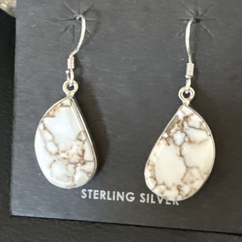 Navajo Wild Horse Turquoise Dangle Earrings | Sterling Silver | Authentic Native American Handmade | 15740