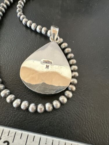 Navajo Blue Kingman Turquoise Pendant Necklace | Sterling Silver | 20" | Authentic Native American Handmade | 17001