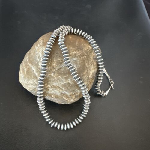 Navajo Pearl Sterling Silver Saucer Bead Necklace | Hand Strung 7mm | 20" | Authentic Native American | 60720