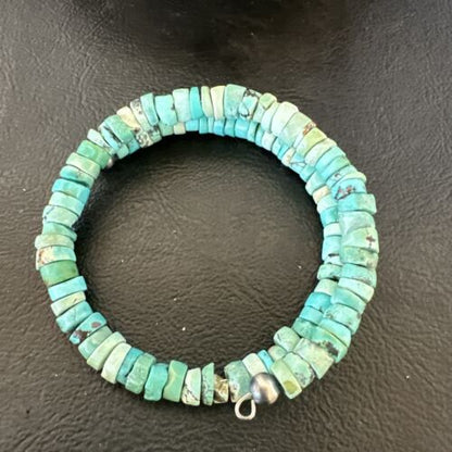 Navajo Turquoise Heishi Bracelet | Stainless Steel Memory Wire | 6mm | Authentic Native American Handmade | 17611