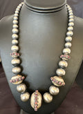 Navajo Purple Spiny Oyster Pearls Necklace | Graduated Sterling Silver | 21" | Authentic Native American Handmade | 16617