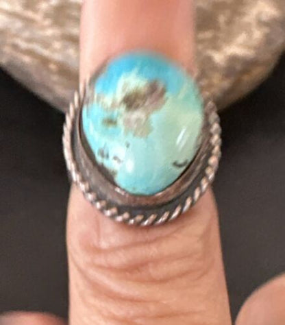 Navajo Blue Kingman Turquoise Ring | Sterling Silver | Sz 5.5 | Authentic Native American Handmade | 16893