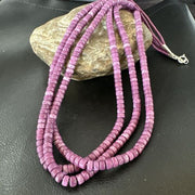 Sugilite Heishi Bead Necklace | 3 Strand | Stabilized Sterling Silver | 20" | 16176