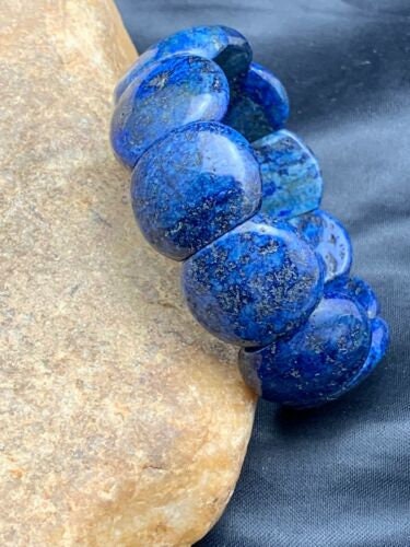 Navy Blue Lapis Stone Stretch Bracelet | 7.25" Stretchable | Authentic Native American Handmade | 4601