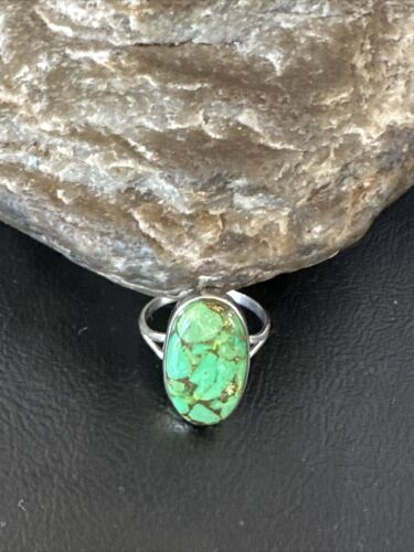 Navajo Green Mojave Turquoise Ring | Sterling Silver | Sz 10 | Authentic Native American Handmade | 15601