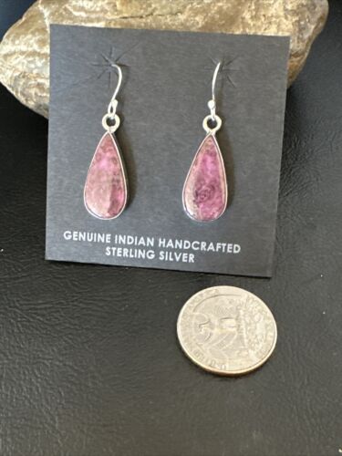Purple Mojave Turquoise Dangle Earrings | Sterling Silver | Authentic Native American Handmade | 15784