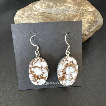 Navajo Wild Horse Turquoise Dangle Earrings | Sterling Silver | Authentic Native American Handmade | 15745