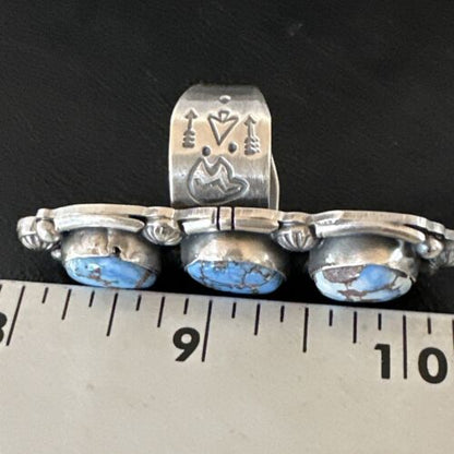 Navajo Blue Golden Hills Turquoise Multi-Stone Ring | Authentic Native American Sterling Silver | Sz 9.5 | 16287