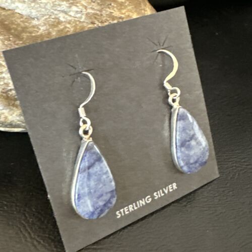 Blue Denim Lapis Dangle Earrings | Sterling Silver | 1" | 15807