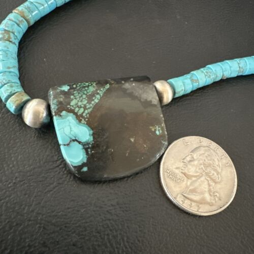 Navajo SpiderWeb Turquoise Heishi Pearls Necklace | Sterling Silver | 20" | 17030