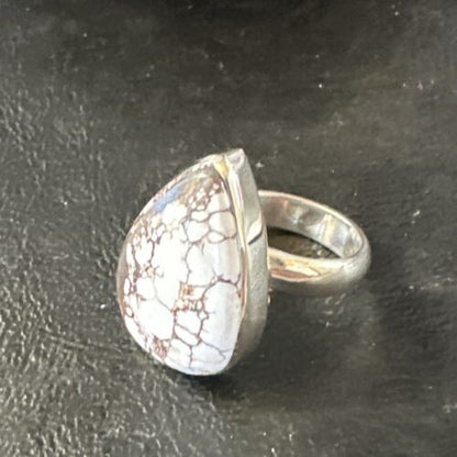 Navajo Wild Horse Turquoise Ring | Sterling Silver | Sz 7 Adjustable | Authentic Native American Handmade | 15548 - Masha USA