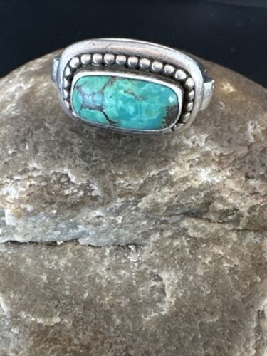 Native American Navajo Green Turquoise Ring | Sterling Silver | Sz 6 | 15920