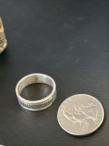 Navajo Men's Wedding Band | Stamped 14K Gold Sterling Silver Ring | Sz 9.5 | Authentic Native American Handmade | 15461