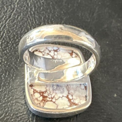 Navajo Wild Horse Turquoise Ring | Sterling Silver | Sz 7 Adjustable | Authentic Native American Handmade | 15546
