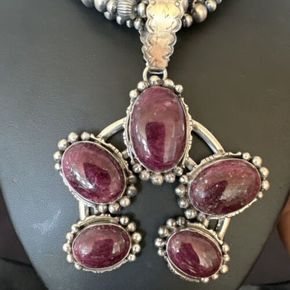 Navajo XL Purple Spiny Cluster Naja Pendant Necklace | Sterling Silver | 21" | 16677