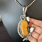 Navajo Bumblebee Jasper & White Buffalo Sterling Silver Pendant Necklace | 21" | Handmade | 15948