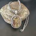 Navajo Green Gaspeite Pendant Necklace | Sterling Silver | Authentic Native American Handmade | 16360