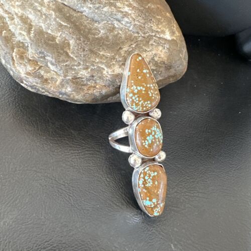 Navajo Blue Turquoise #8 Multi-Stone Ring | Authentic Native American Sterling Silver | Sz 9.5 | 16635