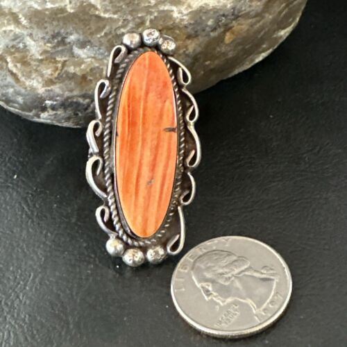 Native American Men's Spiny Oyster Ring | Navajo Sterling Silver | Sz 8.5 | 16889