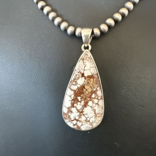 Wild Horse Blue Kingman Turquoise Necklace | Sterling Silver SW Pendant | Authentic Native American Handmade | 17322