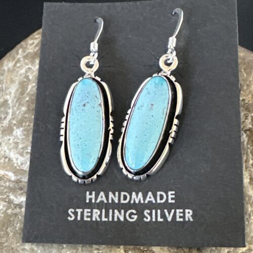 Women's Blue Dry Creek Turquoise Dangle Earrings | Navajo Sterling Silver | Authentic Native American Handmade | 16509