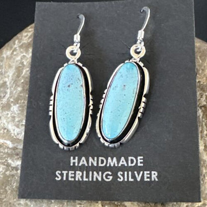 Women's Blue Dry Creek Turquoise Dangle Earrings | Navajo Sterling Silver | Authentic Native American Handmade | 16509