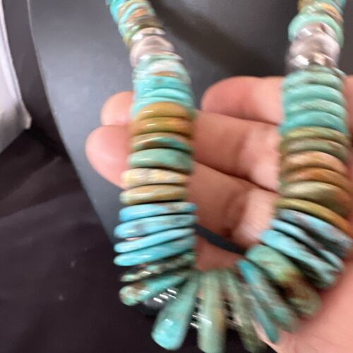 Navajo Blue Green Turquoise Necklace | Sterling Silver | Authentic Native American | 20" | 16005