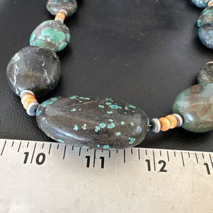 Men's Chunky Spiderweb Turquoise Necklace | Navajo Sterling Silver | Authentic Native American | 21" | 16235