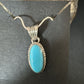 Navajo Blue Turquoise Pendant Necklace | Sterling Silver Chain | Authentic Native American Handmade | 20" | 12601