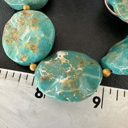 Navajo Green Turquoise Sterling Silver Necklace Leather Cords Bracelet 17548
