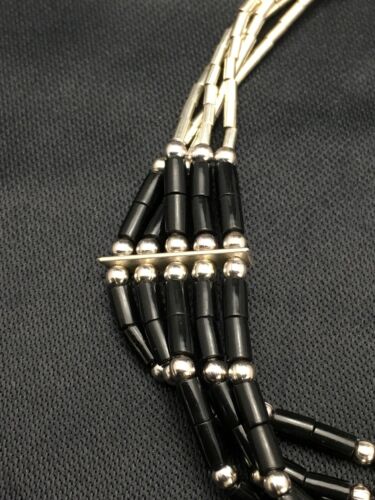 Southwestern Black Onyx Heishi Bracelet | Sterling Silver | 5-Strand | 7" | 2932