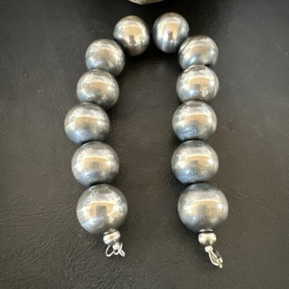 Navajo Pearl Round Beads Bracelet | 18mm | 9" | Sterling Silver | Authentic Native American Handmade | 17161
