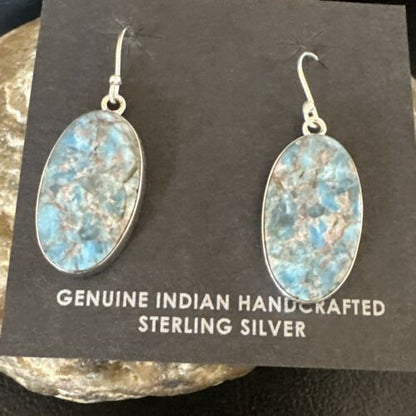 Blue Denim Lapis Dangle Earrings | Sterling Silver | 1" | 15794 - Masha USA