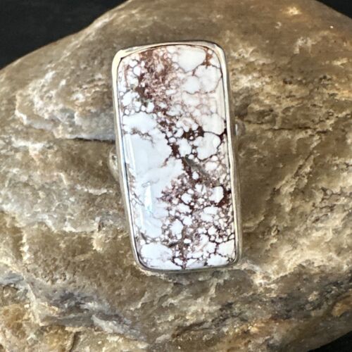 Navajo Wild Horse Turquoise Ring | Sterling Silver | Sz 7 Adjustable | Authentic Native American Handmade | 15543