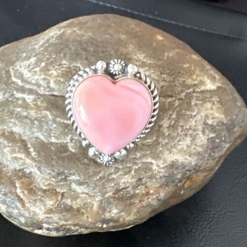 Navajo Pink Conch Heart Ring | Handmade | Sz 9 | 16041