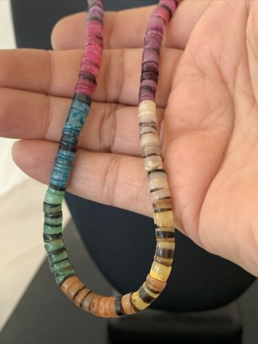 Navajo Multicolor Necklace | Sterling Silver | Natural Shell | 24" | Authentic Native American Handmade | 00801