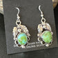 Navajo Green Sonoran Gold Turquoise Dangle Earrings | Sterling Silver | Authentic Native American Handmade | 14915